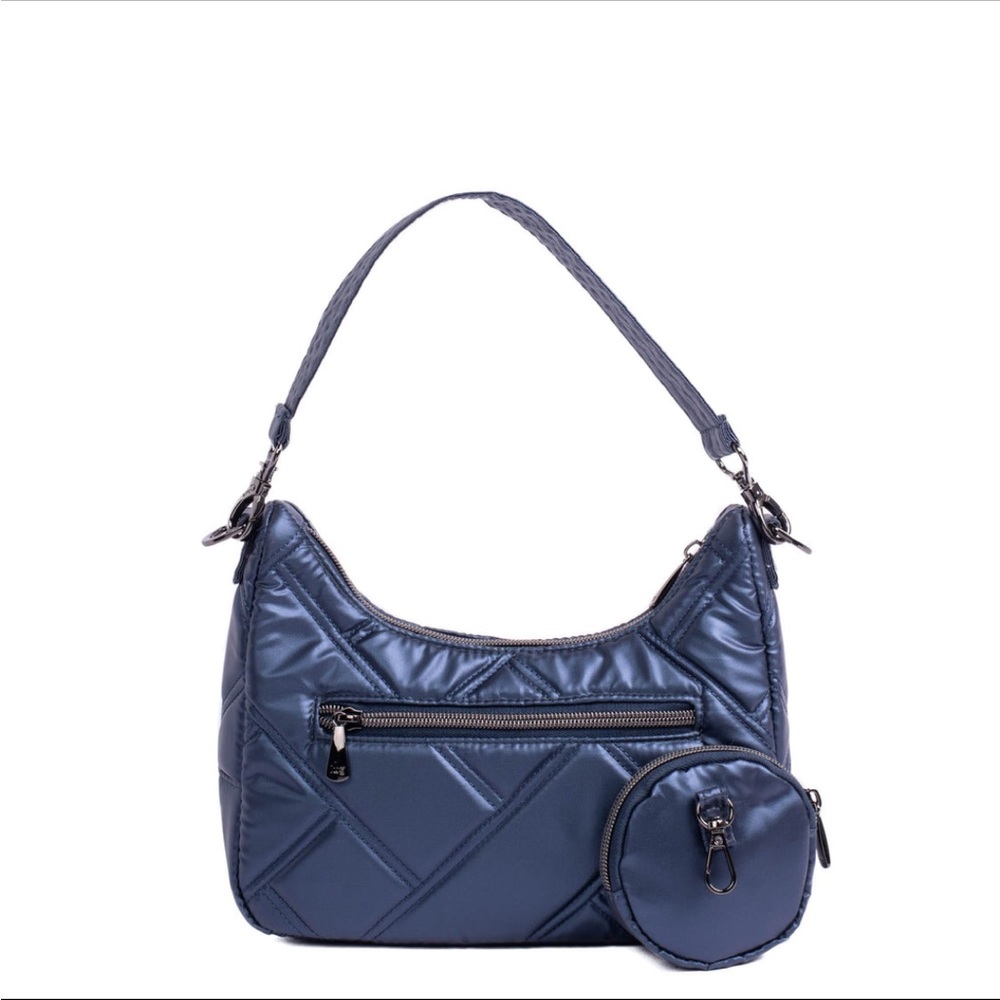 Lug Curtsy mini crossbody in metallic indigo blue